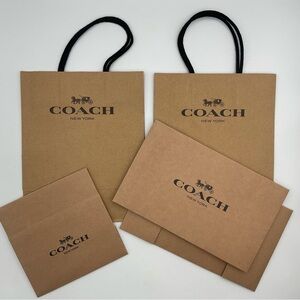 Lot x4 Coach Authentic Gift Box Brown Collapsible Small Medium Shopping Bags